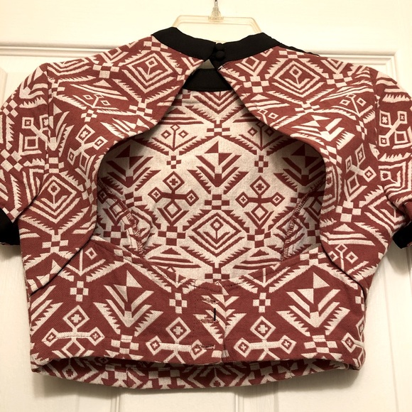 Tribal Print Open Back Crop Top - Picture 2 of 8
